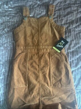 art class Brown Corduroy Overall Dress with Adjustable Straps